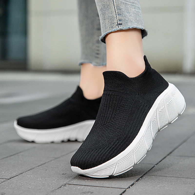 Damen Schnürlose Freizeitsneaker mit flexiblem Strick-Obermaterial EB