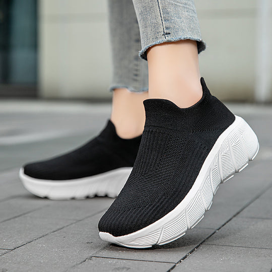 Damen Schnürlose Freizeitsneaker mit flexiblem Strick-Obermaterial EB