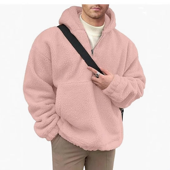 Herren kuscheliger Fleece-Pullover mit halbem Reißverschluss EB