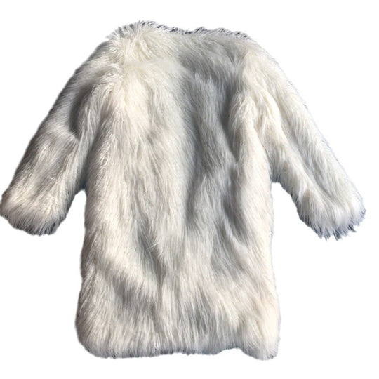 Damen Fluffiger Langmantel mit rauem Fell EB