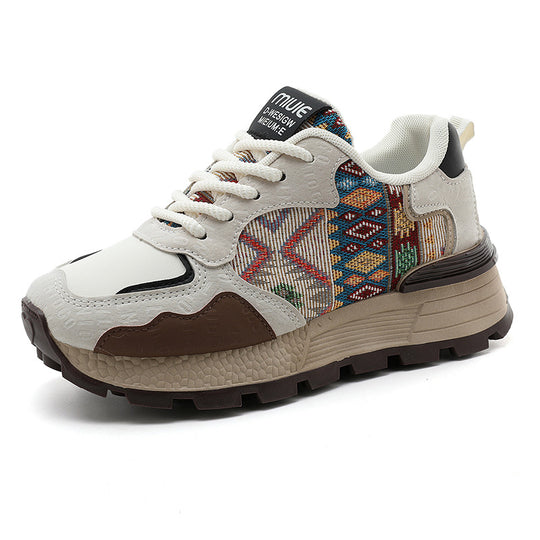 Damen Sportliche Sneakers mit farbenfrohem Ethno-Muster und rutschfester Sohle EB