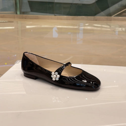 Damen Ballerina-Schuhe mit elegantem Riemendesign und dekorativem Strass-Detail EB