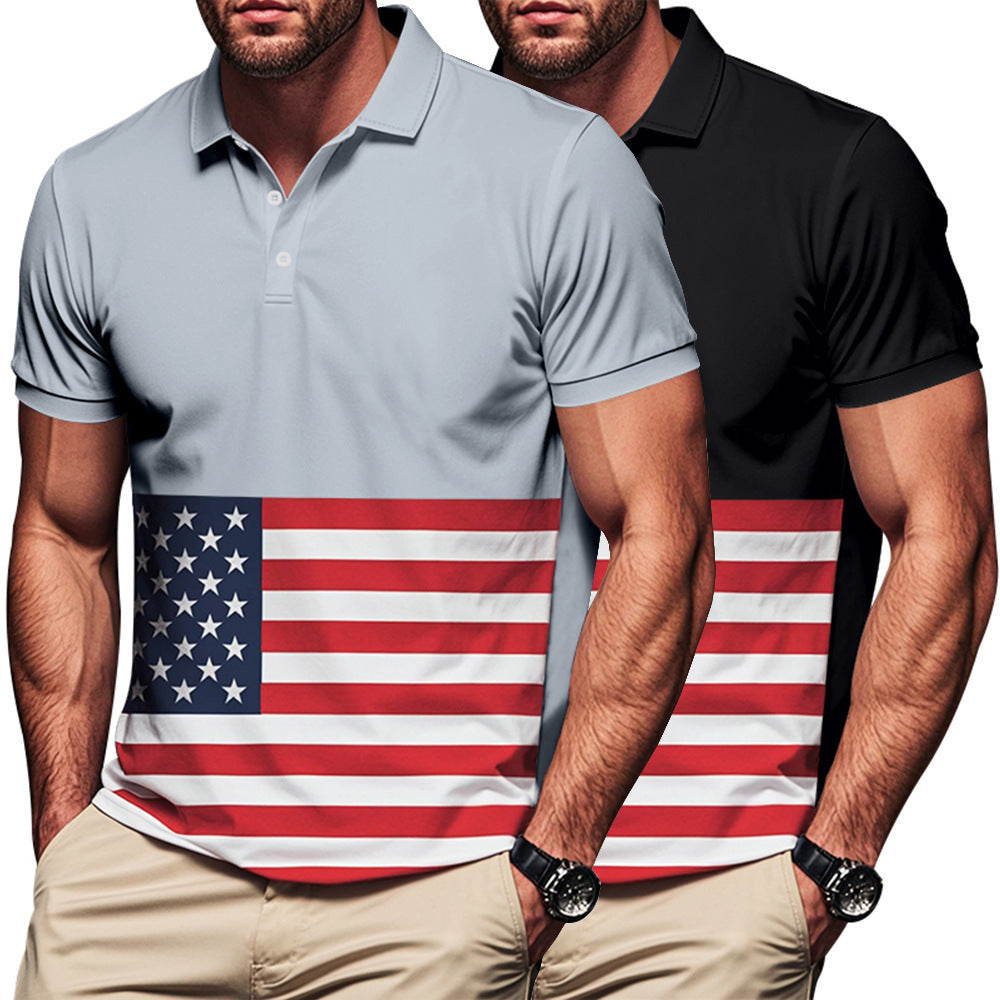 Herren Polo-Shirt mit Flaggenmotiv und klassischem Kragen EB