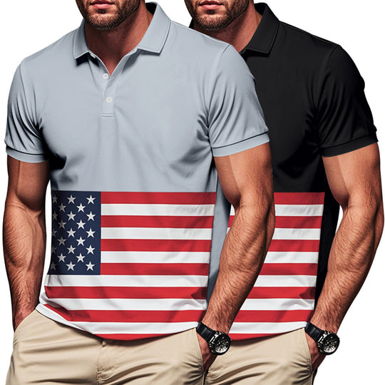Herren Polo-Shirt mit Flaggenmotiv und klassischem Kragen EB