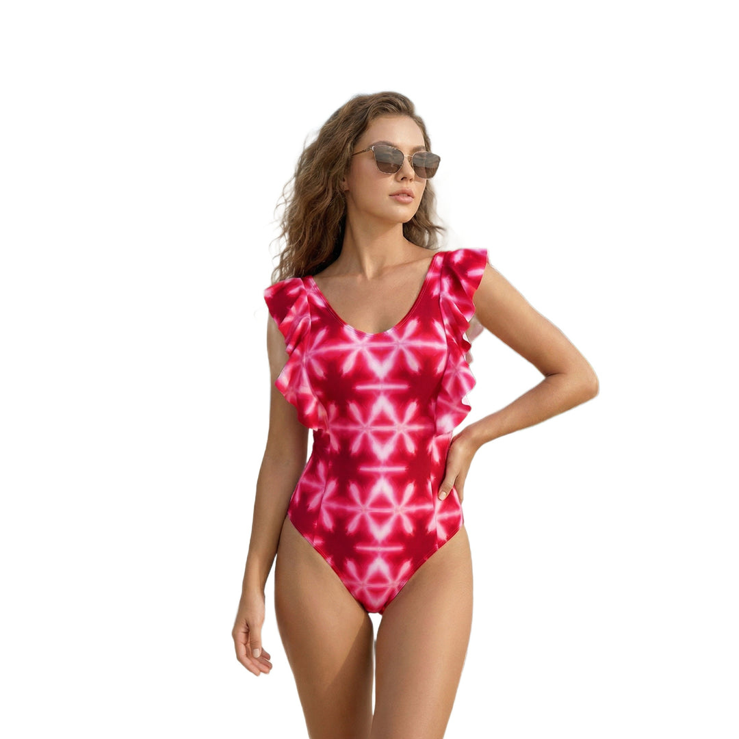 Damen Raffinierter Badeanzug mit Volantdetails EB