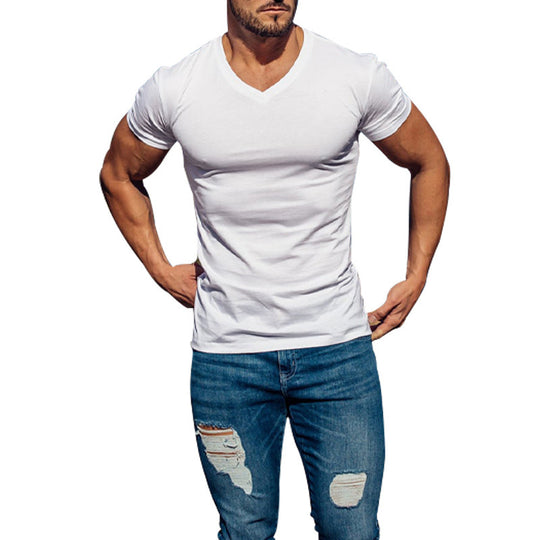 Herren V-Ausschnitt T-Shirt aus weichem Baumwollmix EB