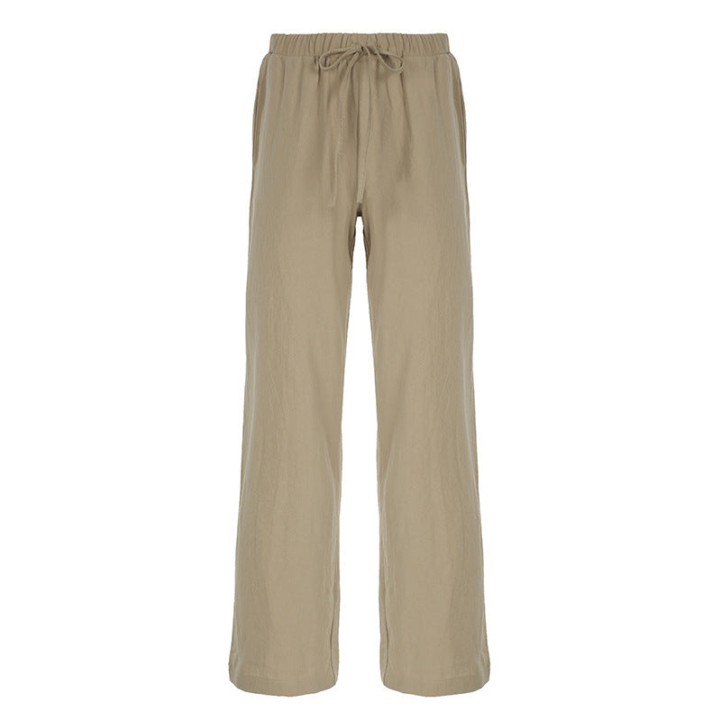Damen weite Sommerhose mit verstellbarem Bund und praktischen Seitentaschen EB