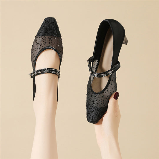 Damen Funkelnde Slingback-Pumps mit zierlichem Riemen und glitzerndem Detail EB