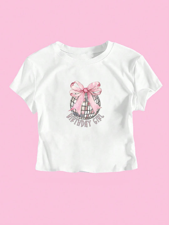 Damen Crop-T-Shirt mit festlichem Geburtstagsthema EB