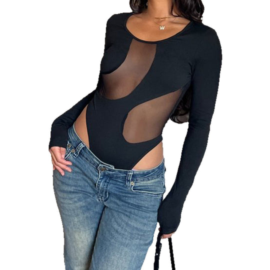 Damen Body mit innovativem Design und raffinierten Netz-Elementen EB