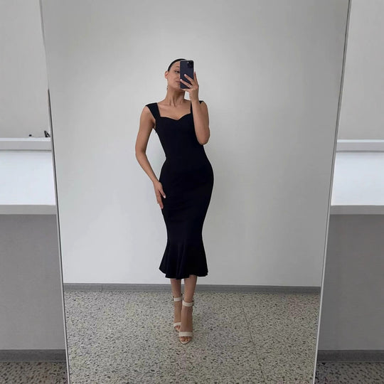 Damen Wickelkleid mit elegantem Herzausschnitt und schwingendem Saum EB