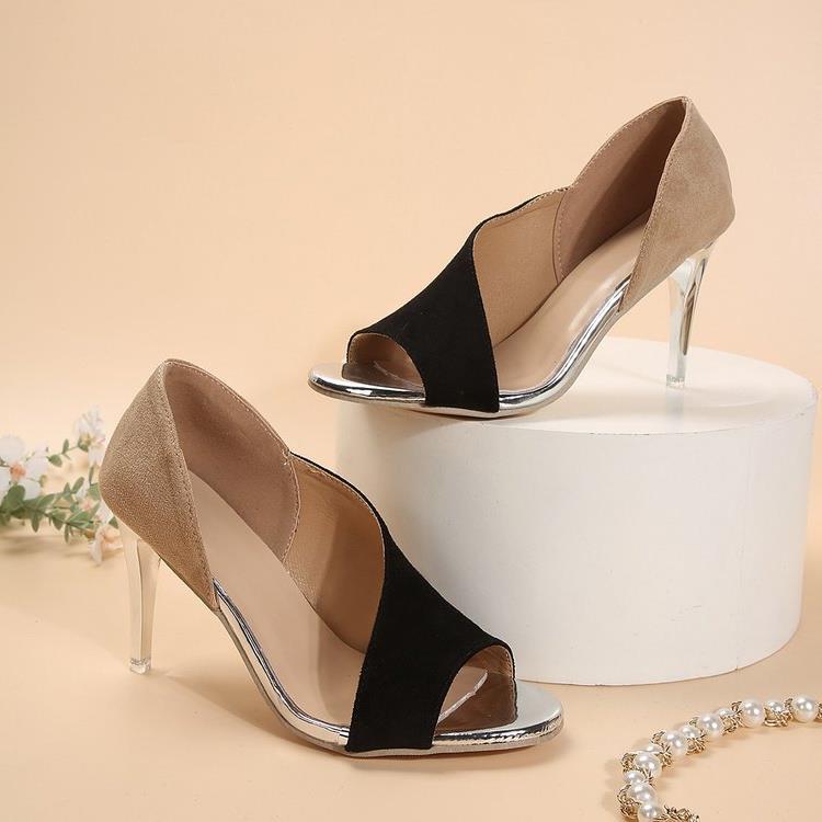 Damen elegante Peeptoe-Pumps mit funkelndem Strass-EB