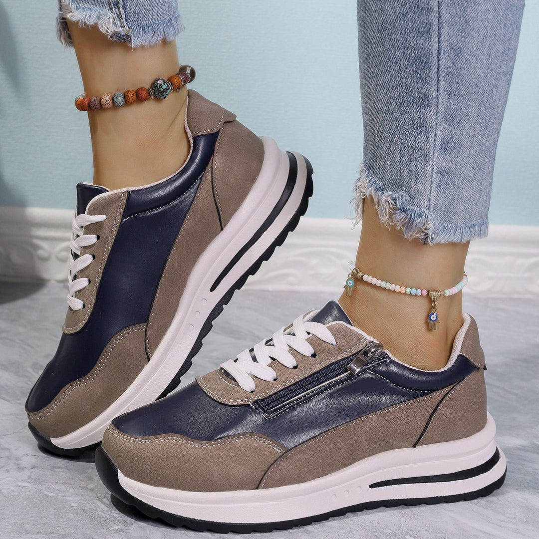 Damen Sportliche Sneakers mit praktischen Reißverschluss und atmungsaktiver Sohle EB
