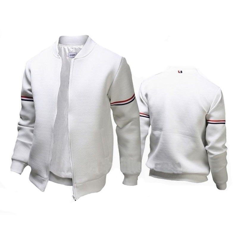 Herren sportliche Zip-Jacke mit strukturierter Oberfläche und Kontraststreifen EB