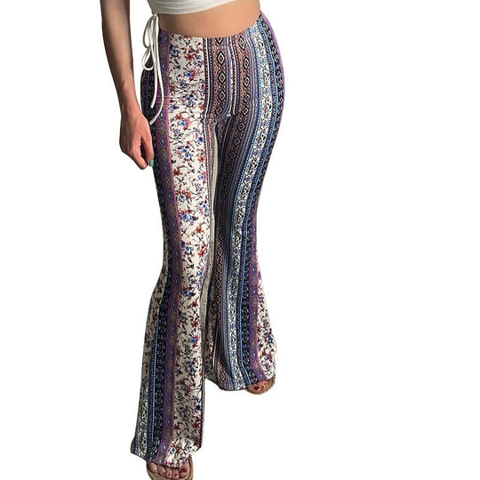 Damen nan ausgestellte Floral-Print Schlaghose mit hoher Taille EB