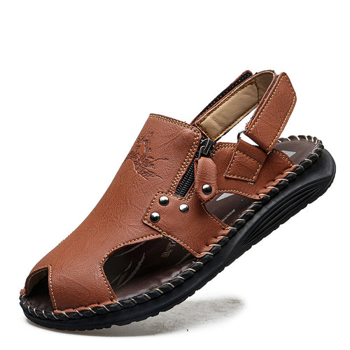 Herren Stilvolle und bequeme Leder-Sandalen mit verstellbarem Riemen EB