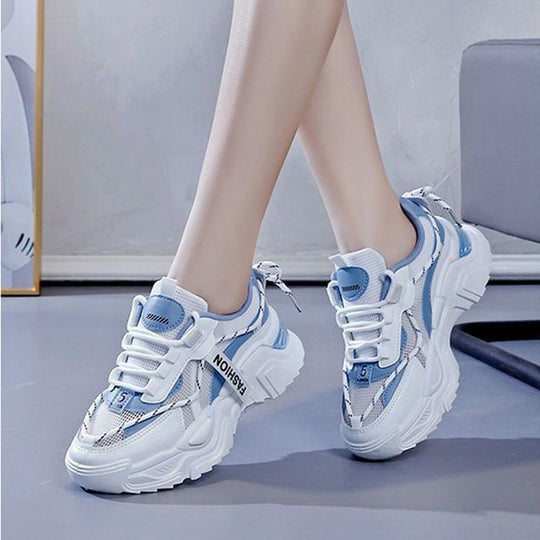 Damen Sportliche Sneakers mit modischem Mesh-Obermaterial und gepolsterter Laufsohle EB