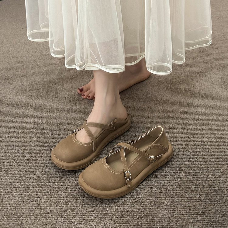 Damen Komfortable Mary Jane Ballerinas mit verstellbaren Riemen EB
