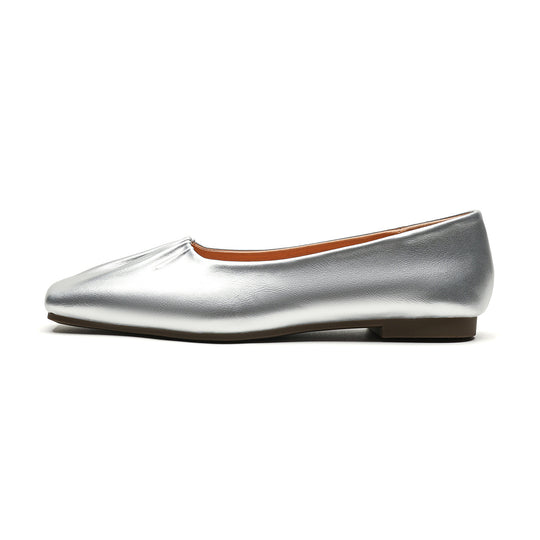 Damen Ballerinas aus hochwertigem Leder mit modischem Faltendesign EB