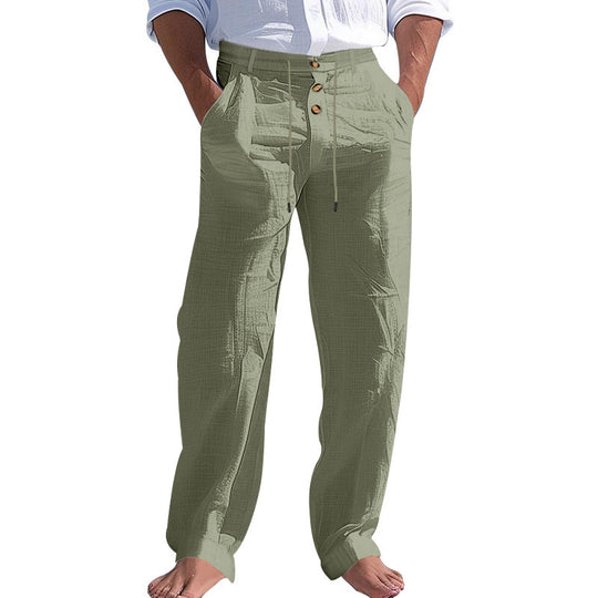 Herren lässige Hose mit hohem Bund und bequemen Taschen EB