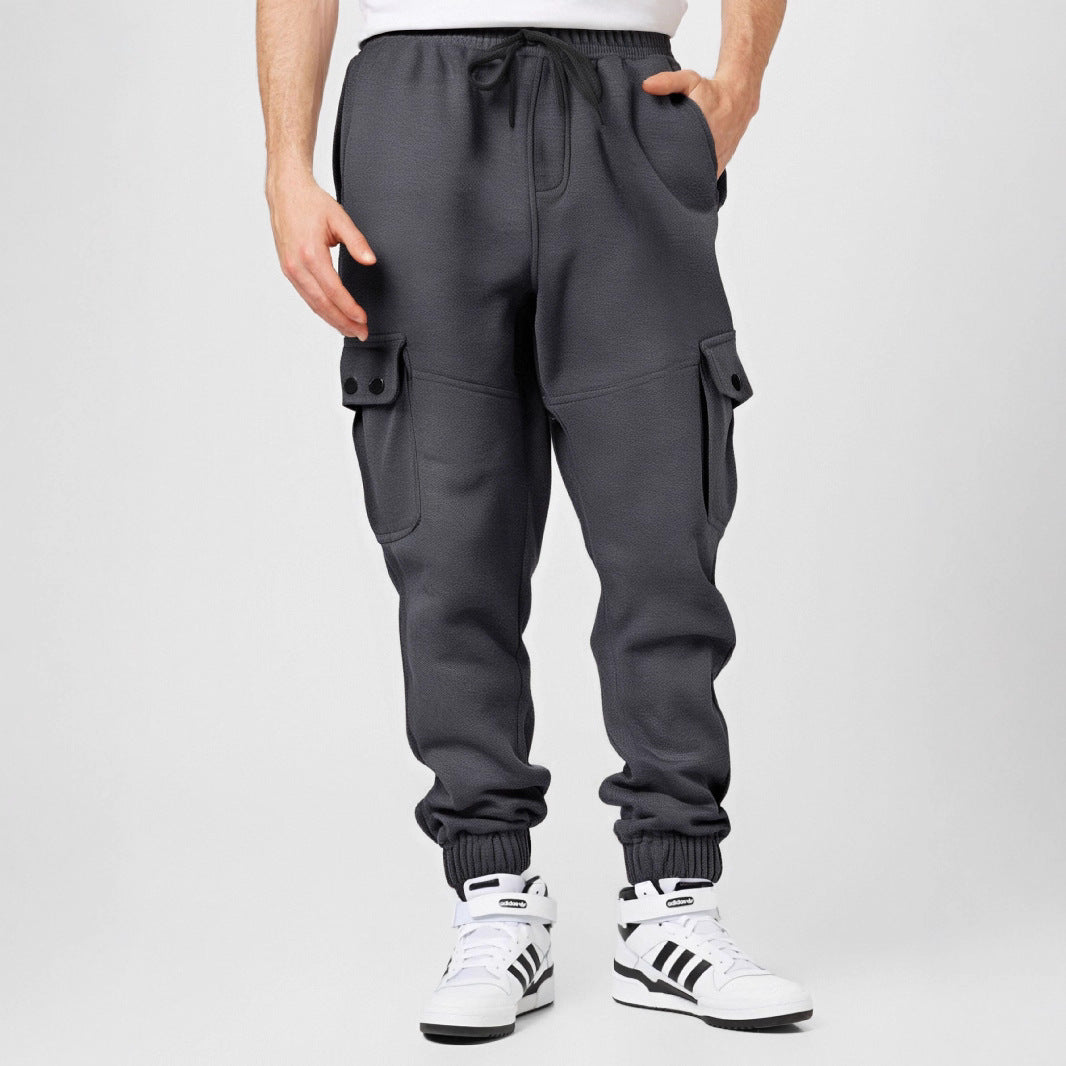 Herren Sportliche Cargo-Jogginghose mit Taschen und elastischem Bund EB