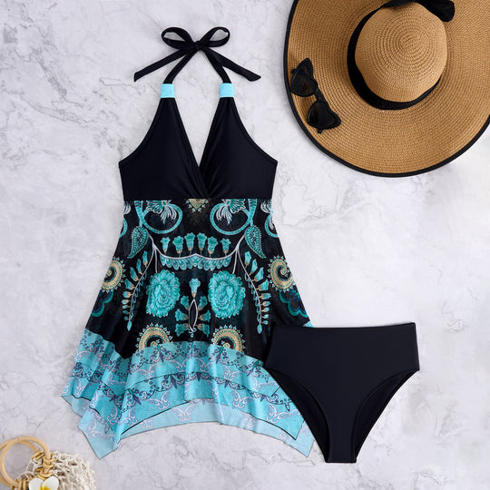Damen Schwimmanzug mit verspieltem Wickeldesign und elegantem floralen Druck EB