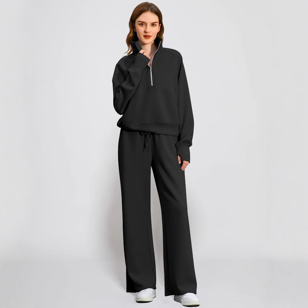 Damen Sportives Set mit Stehkragen und weitem Beinschnitt EB