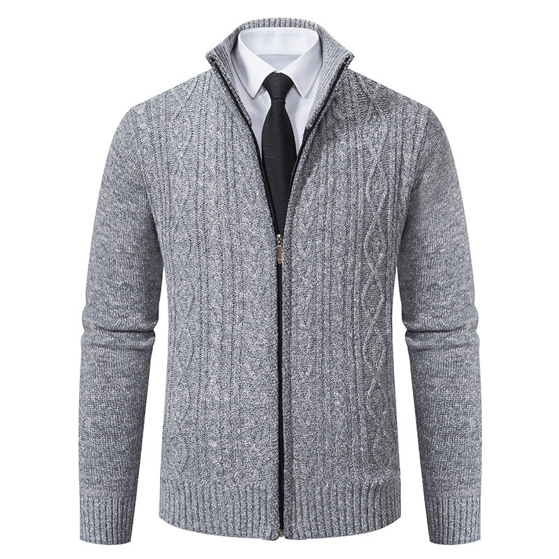 Herren Strickjacke mit hohem Kragen und Reißverschluss EB