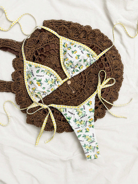Damen Triangel-Bikini mit fruchtigem Motiv EB