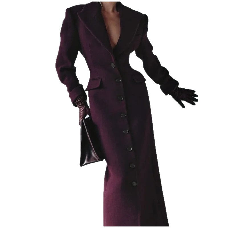 Damen Wollmantel mit eleganter Passform und dekorativen Knopfdetails EB