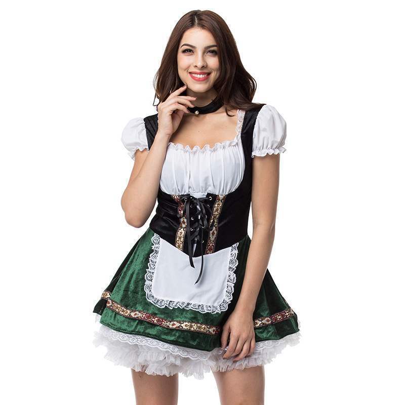 Damen Trachtenkleid mit romantischer Schnürung und dekorativen Rüschen EB