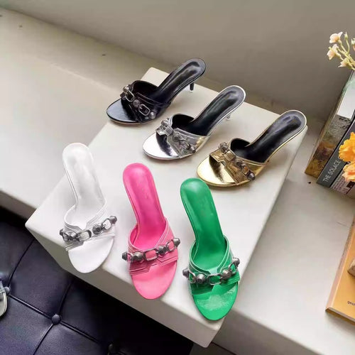 Damen elegante Plateau-Mules mit modischen Schnallen EB