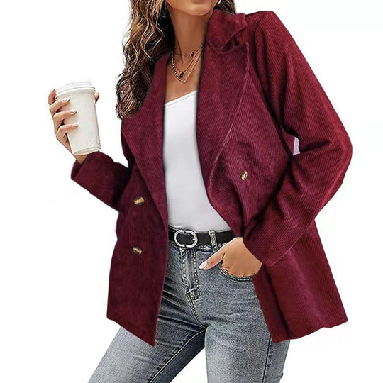 Damen Modernes Cordblazer mit lässigem Schnitt und praktischen Taschen EB