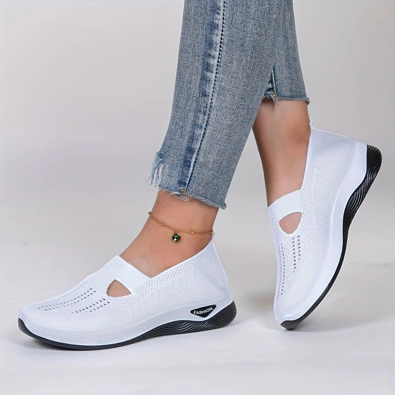 Damen Bequeme Slip-On Sneakers mit atmungsaktiver Netzstruktur EB