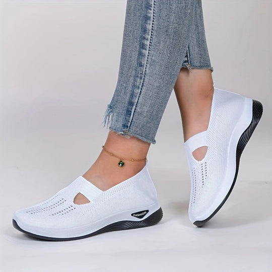 Damen Bequeme Slip-On Sneakers mit atmungsaktiver Netzstruktur EB