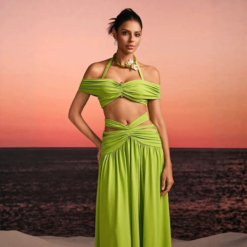 Damen Maxi-Kleid mit raffiniertem Cut-Out und dekorativem Drapierung EB