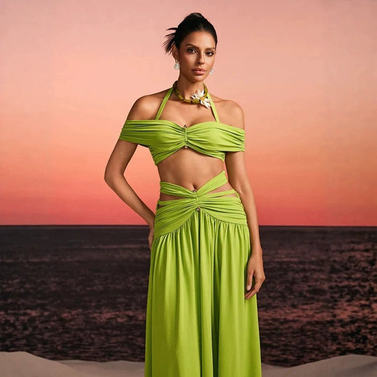 Damen Maxi-Kleid mit raffiniertem Cut-Out und dekorativem Drapierung EB