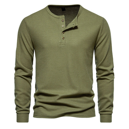 Herren Langarm-Henley-Shirt mit strukturiertem Oberflächenmuster und praktischen Knopfdetails EB