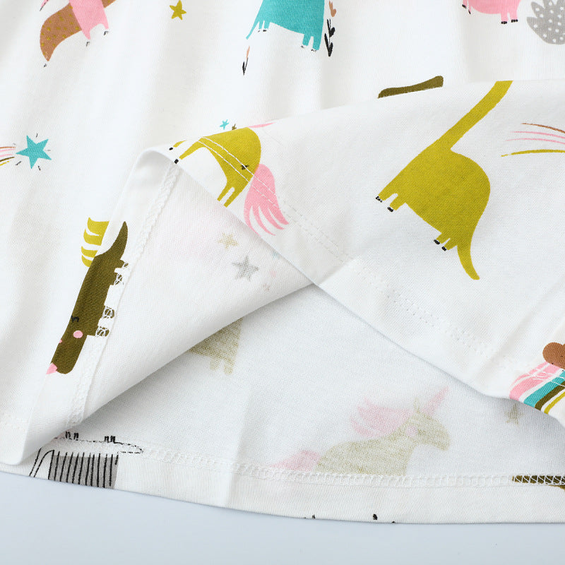 Mädchen Freizeitkleid mit verspielten Dinosaurier- und Einhorn-Motiven EB