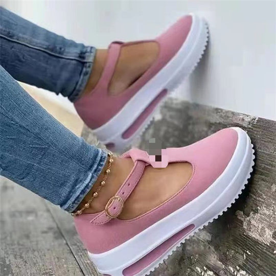 Damen Plateau-Sneaker mit modischem Schnallenverschluss und luftiger Sohle EB