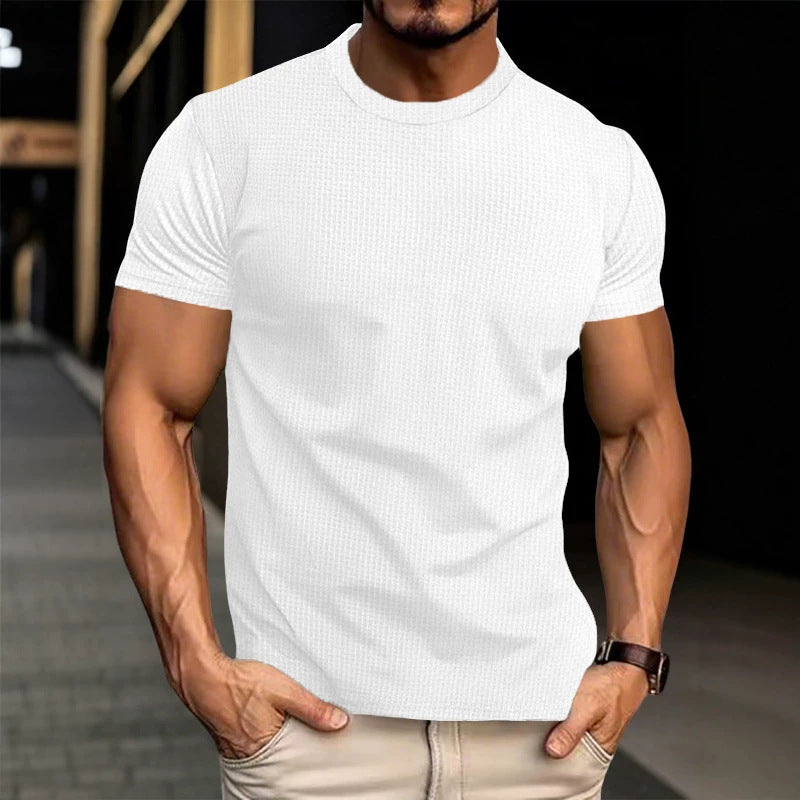 Herren Strukturiertes Kurzarm-T-Shirt aus Feinstrick EB
