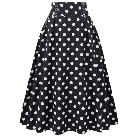 Damen Eleganter Midirock mit Polka Dots EB