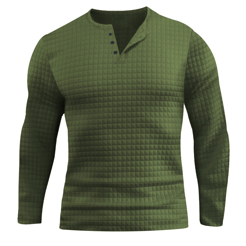 Herren Langarmshirt mit strukturiertem Design und modischem Knopfverschluss EB