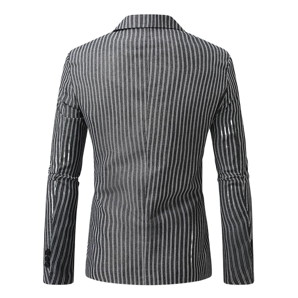 Herren nan gestreiftes Slim-Fit Sakko mit schmalem Revers und Single-Button EB
