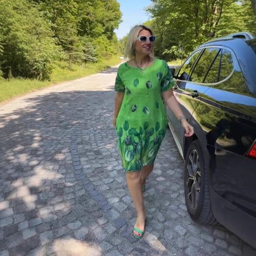 Damen lässiges Blumenkleid mit kreativen Muster EB
