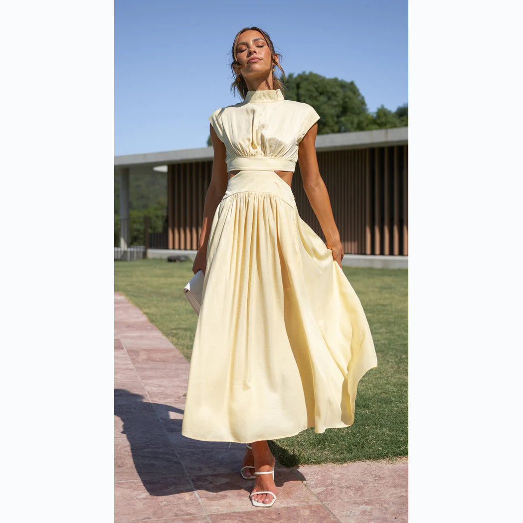 Damen Maxikleid mit kreativem Schnitt und tailliertem Design EB
