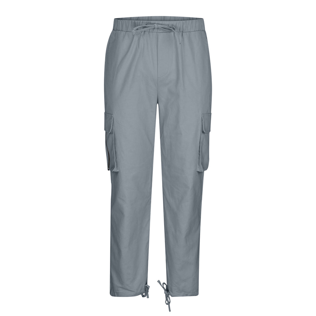 Damen nan lässige Cargo-Hose mit elastischem Kordelzugbund, Klappentaschen und verstellbaren Knöchelschnüren EB