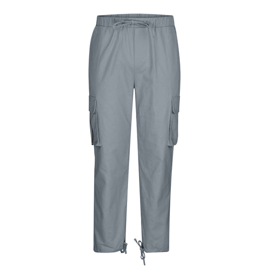 Damen nan lässige Cargo-Hose mit elastischem Kordelzugbund, Klappentaschen und verstellbaren Knöchelschnüren EB