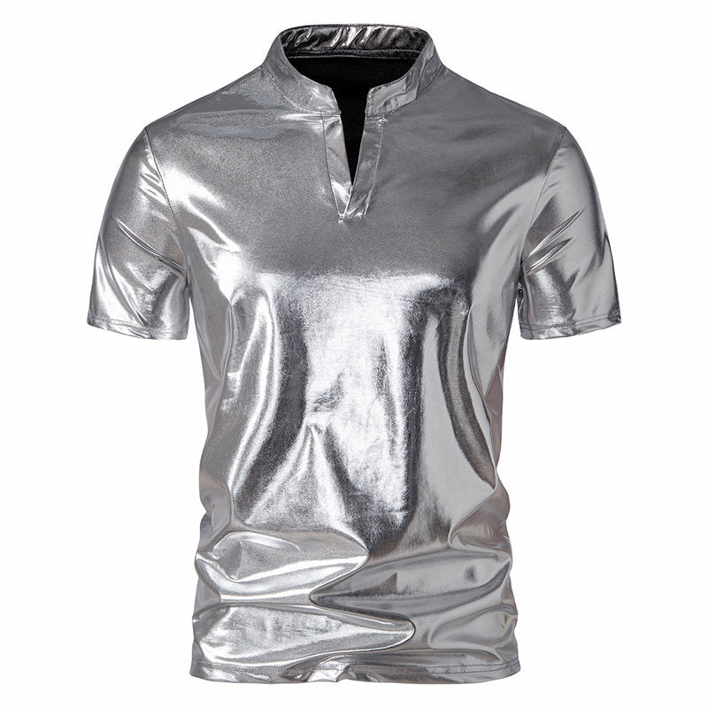 Herren Hochglänzendes Poloshirt mit modernem Stehkragen EB