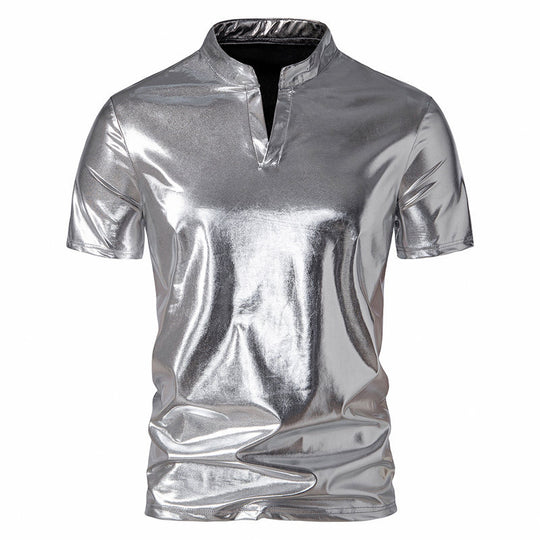 Herren Hochglänzendes Poloshirt mit modernem Stehkragen EB